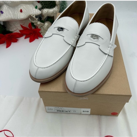 Men's Christian Louboutin, white leather loafers size 45 made in Italy